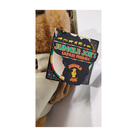Jungle Joe Talking Brown Teddy Bear Plush Vintage Safari Friends 8" 1998 Hat - Picture 5 of 7